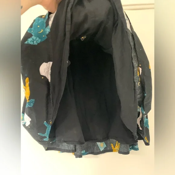 Dangerfield black gold + teal cotton tarot design flared mini skirt - Picture 5 of 8